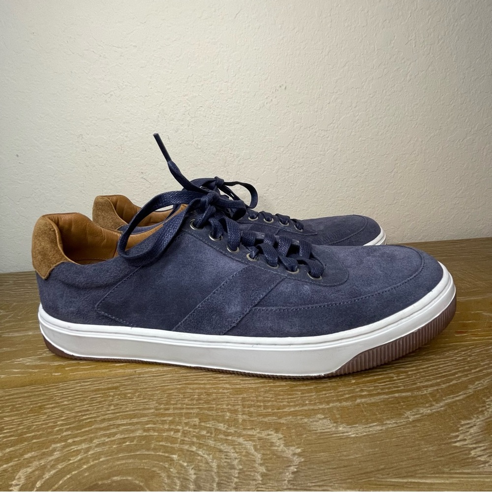 Peter Millar Vantage Navy Blue and Tan Suade Sneakers Mens Size 12
